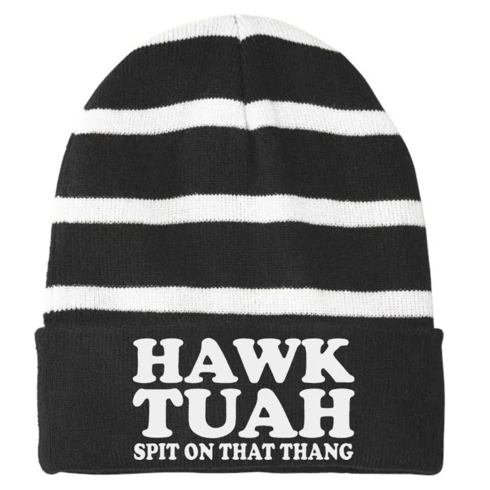 Hawk Tush Funny Viral Parody Striped Beanie with Solid Band