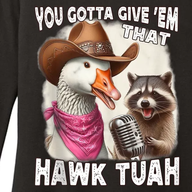 Hawk Tuah Funny Viral Humor Meme Video 24 Goose Tua Womens CVC Long Sleeve Shirt