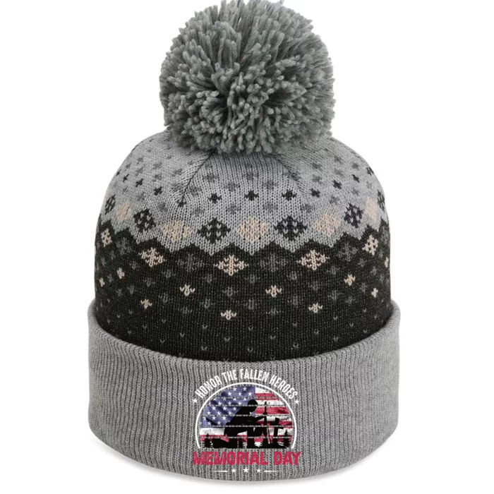 Honor The Fallen Heroes Memorial Day With American Flag Funny Gift The Baniff Cuffed Pom Beanie