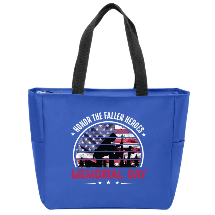 Honor The Fallen Heroes Memorial Day With American Flag Funny Gift Zip Tote Bag