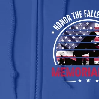 Honor The Fallen Heroes Memorial Day With American Flag Funny Gift Full Zip Hoodie