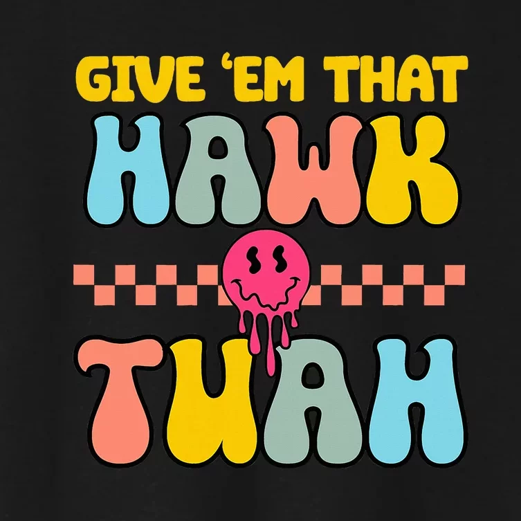 Hawk Tuah Funny Viral Humor Meme Video Women's Crop Top Tee