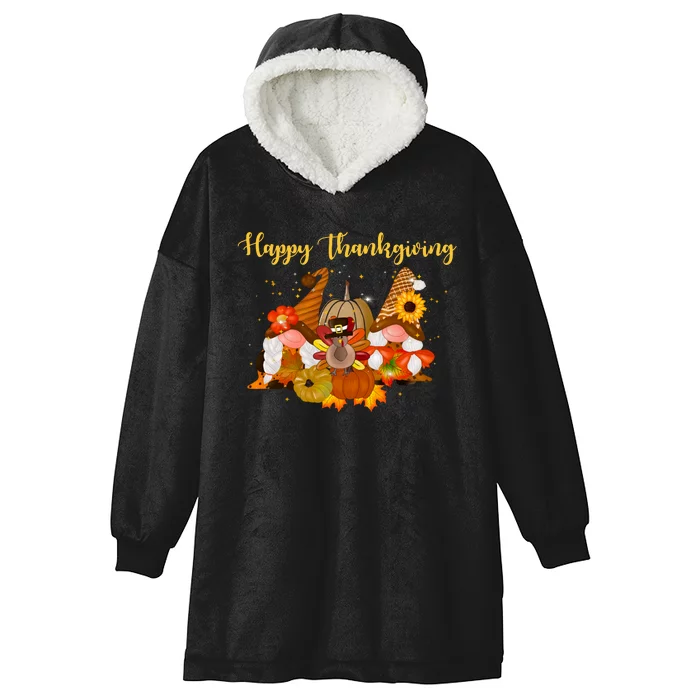 Happy Thanksgiving Fall Gnomes Hooded Wearable Blanket