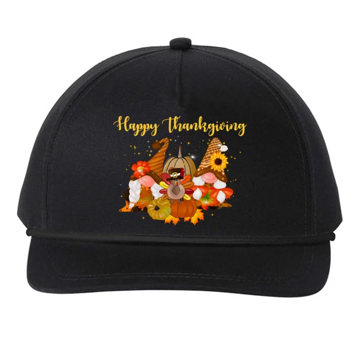 Happy Thanksgiving Fall Gnomes Snapback Five-Panel Rope Hat