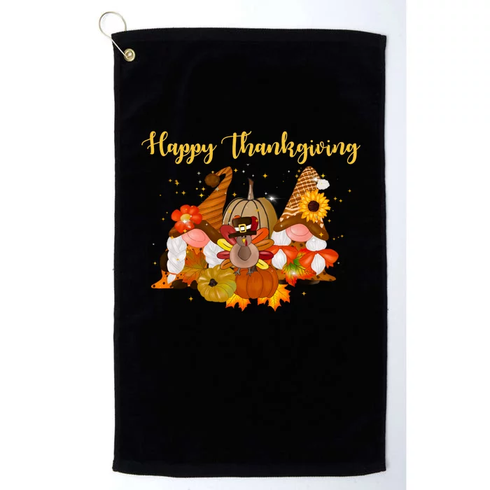 Happy Thanksgiving Fall Gnomes Platinum Collection Golf Towel