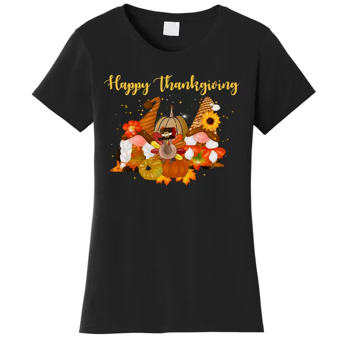 Happy Thanksgiving Fall Gnomes Women's T-Shirt