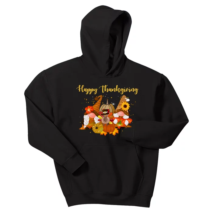 Happy Thanksgiving Fall Gnomes Kids Hoodie