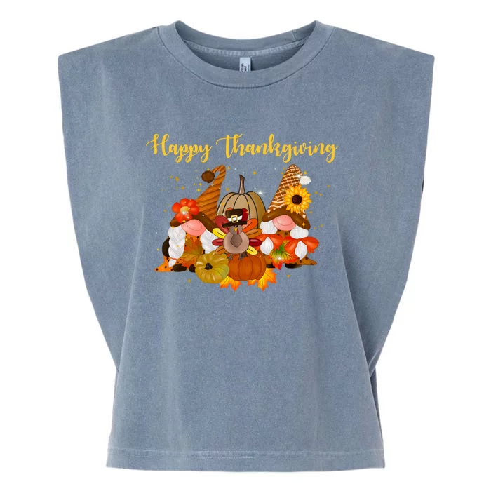 Happy Thanksgiving Fall Gnomes Garment-Dyed Women's Muscle Tee