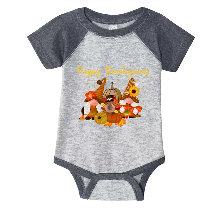 Happy Thanksgiving Fall Gnomes Infant Baby Jersey Bodysuit