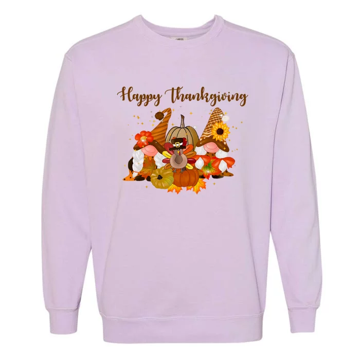 Happy Thanksgiving Fall Gnomes Garment-Dyed Sweatshirt