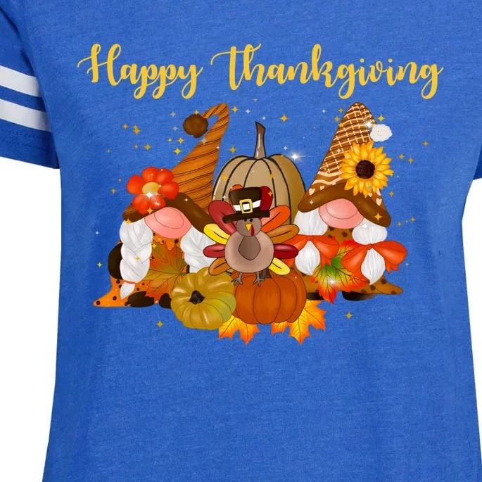 Happy Thanksgiving Fall Gnomes Enza Ladies Jersey Football T-Shirt