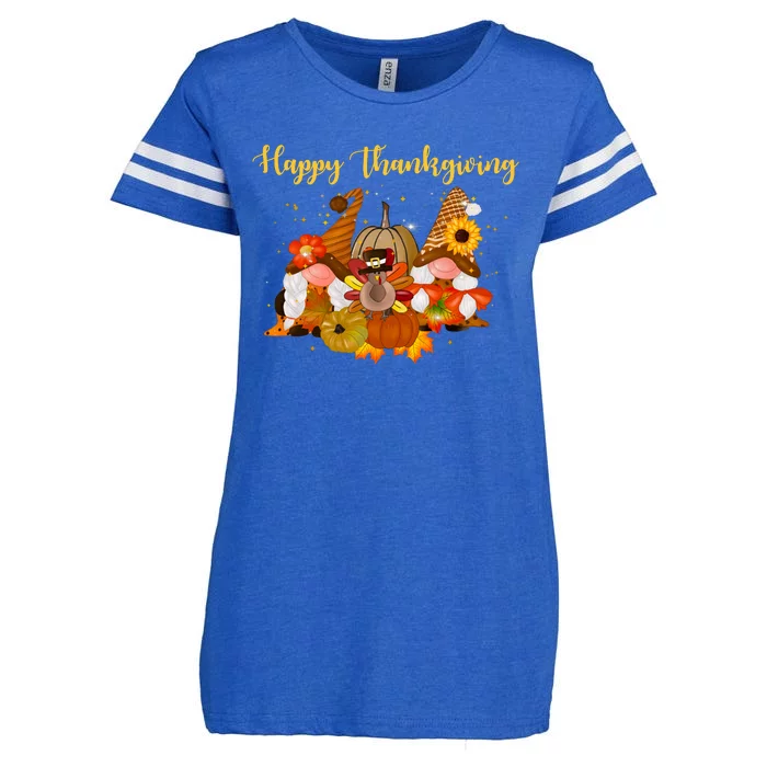 Happy Thanksgiving Fall Gnomes Enza Ladies Jersey Football T-Shirt