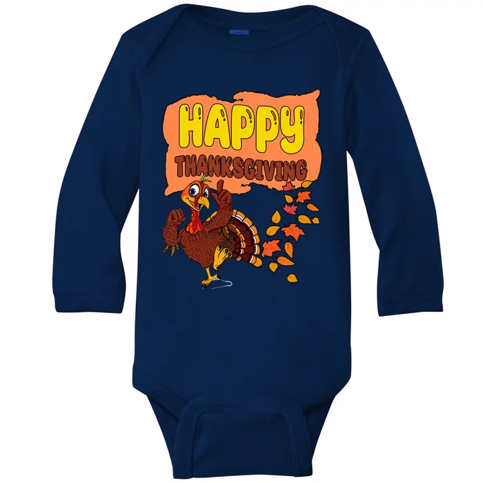 Happy Thanksgiving Festive Fun Holiday Baby Long Sleeve Bodysuit