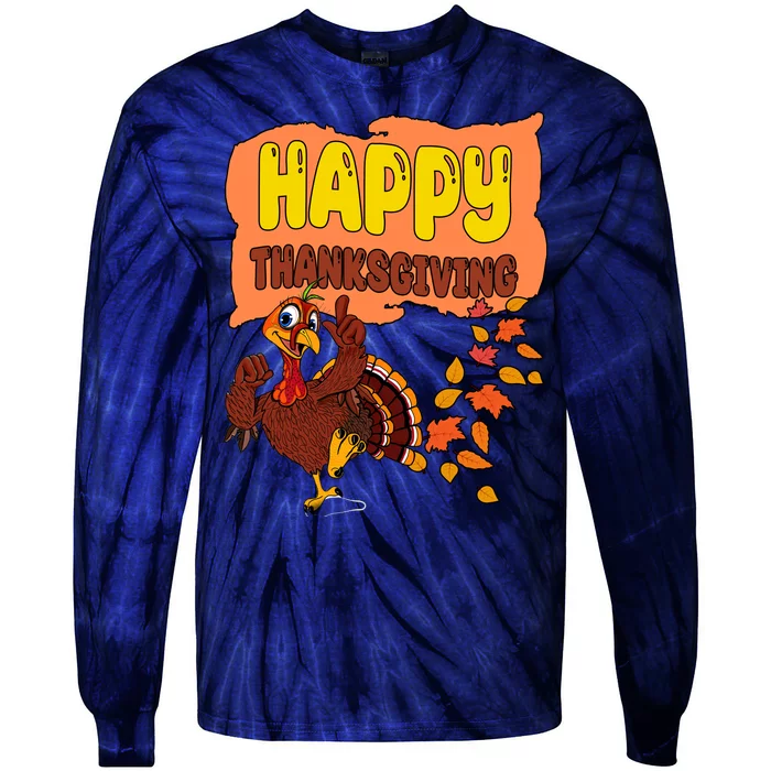 Happy Thanksgiving Festive Fun Holiday Tie-Dye Long Sleeve Shirt