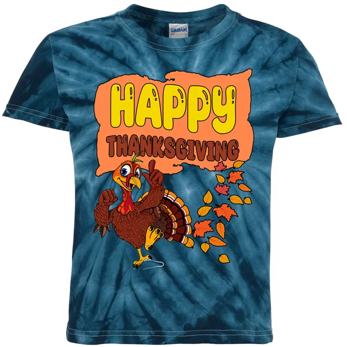 Happy Thanksgiving Festive Fun Holiday Kids Tie-Dye T-Shirt