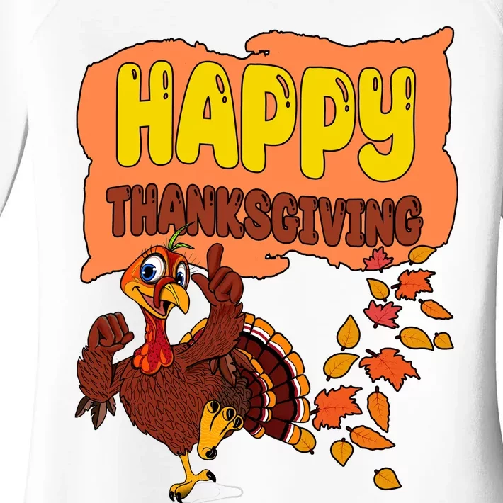 Happy Thanksgiving Festive Fun Holiday Women's Perfect Tri Tunic Long Sleeve Shirt