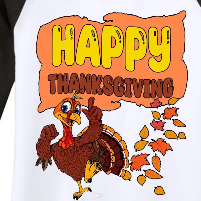 Happy Thanksgiving Festive Fun Holiday Women's Tri-Blend 3/4-Sleeve Raglan Shirt