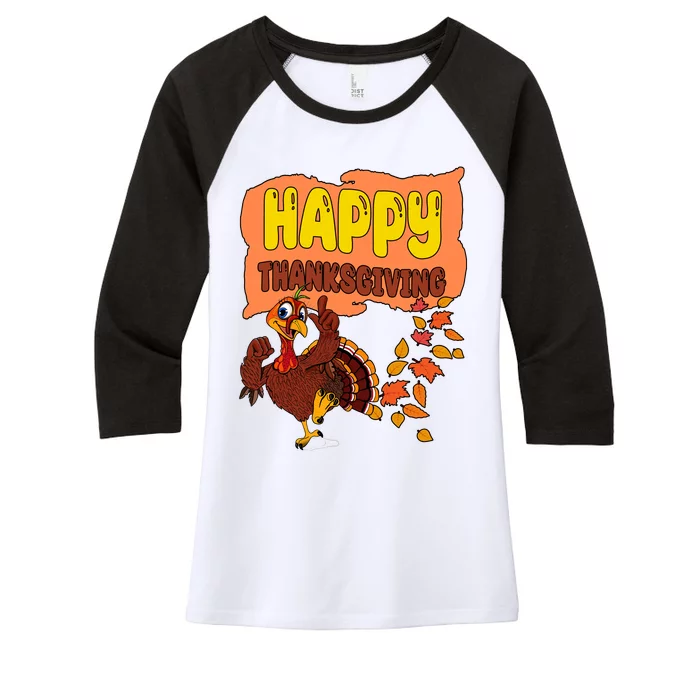 Happy Thanksgiving Festive Fun Holiday Women's Tri-Blend 3/4-Sleeve Raglan Shirt