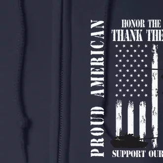 Honor The Fallen Thank You Veterans USA Flag Full Zip Hoodie