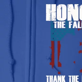 Honor The Fallen Usa Flag Military Veteran Support Gift Great Gift Full Zip Hoodie