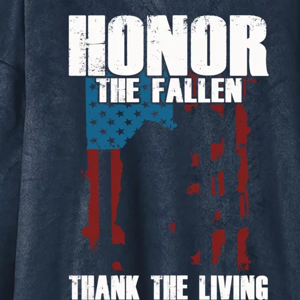 Honor The Fallen Usa Flag Military Veteran Support Gift Great Gift Hooded Wearable Blanket