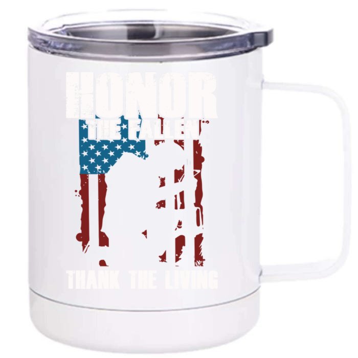 Honor The Fallen Usa Flag Military Veteran Support Gift Great Gift Front & Back 12oz Stainless Steel Tumbler Cup