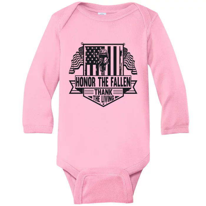 Honor The Fallen Memorial Day Graphic Baby Long Sleeve Bodysuit