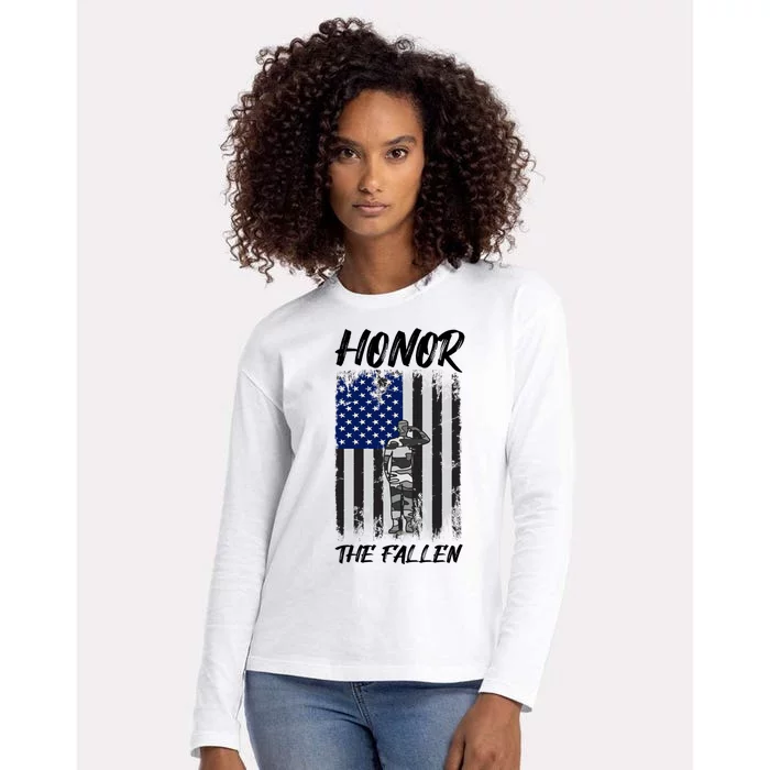 Honor The Fallen American Flag For Patriots Gift Womens Cotton Relaxed Long Sleeve T-Shirt