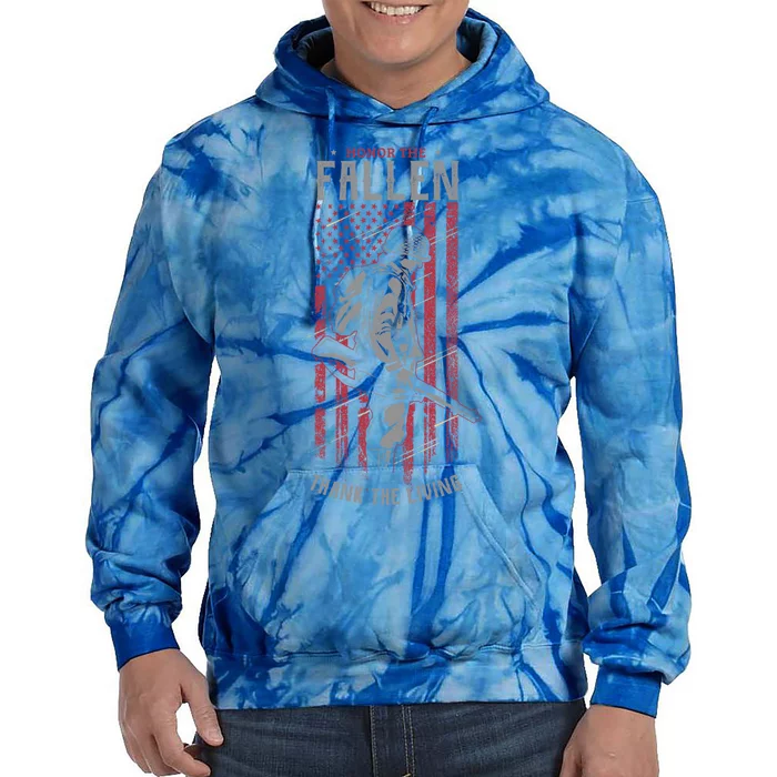 Honor The Fallen Thank The Living Memorial Day Veterans Cool Gift Tie Dye Hoodie