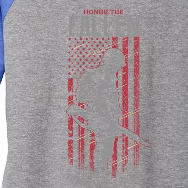 Honor The Fallen Thank The Living Memorial Day Veterans Cool Gift Women's Tri-Blend 3/4-Sleeve Raglan Shirt