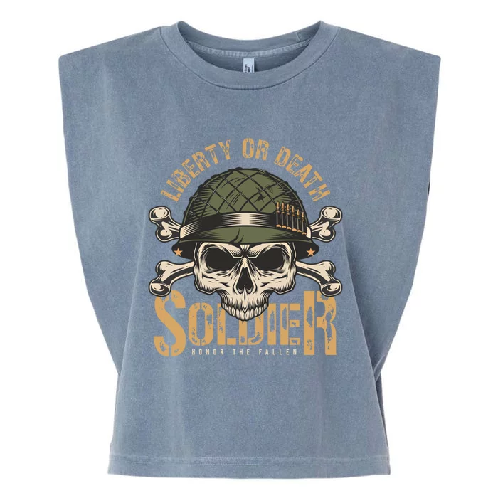 Honor The Fallen Army Heroes Skull In Soldier Helmet Gift Garment-Dyed Women's Muscle Tee