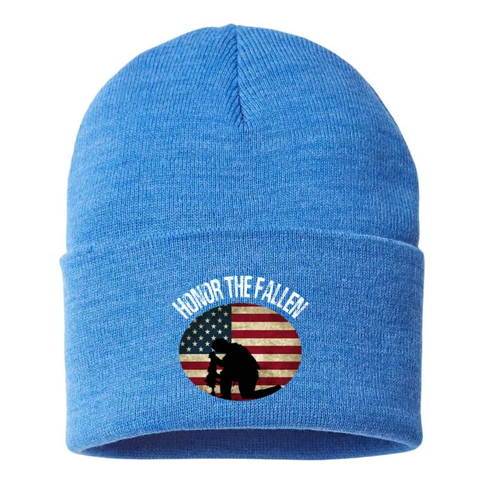 Honor The Fallen Patriotic Theme Gift Sustainable Knit Beanie