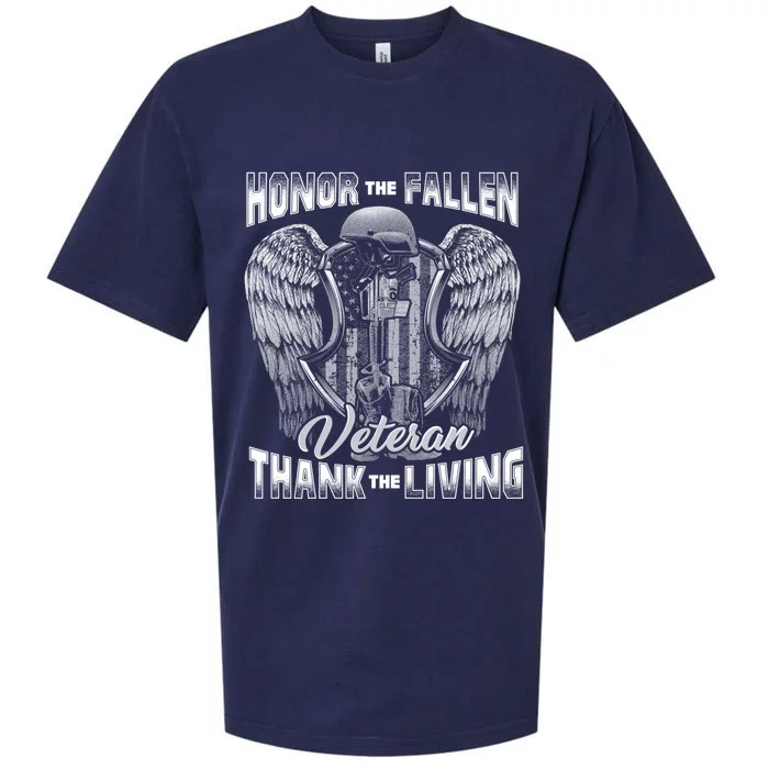 Honor The Fallen Veteran Thank The Living Veteran Gift Sueded Cloud Jersey T-Shirt