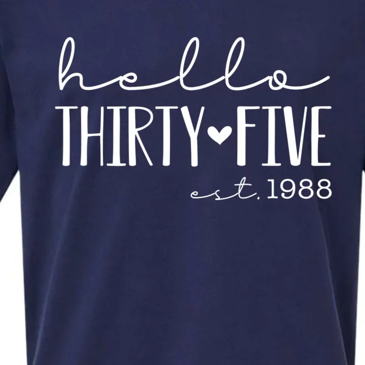 Hello Thirty Five EST 1988, Born In 1988, Turning 35 Sueded Cloud Jersey T-Shirt