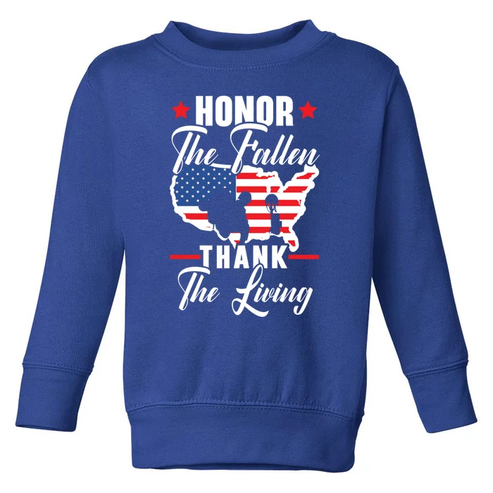 Honor The Fallen Thank The Living Usa American Memorial Day Gift Toddler Sweatshirt