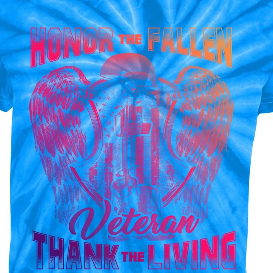 Honor The Fallen Veteran Thank The Living Veteran Gift Kids Tie-Dye T-Shirt