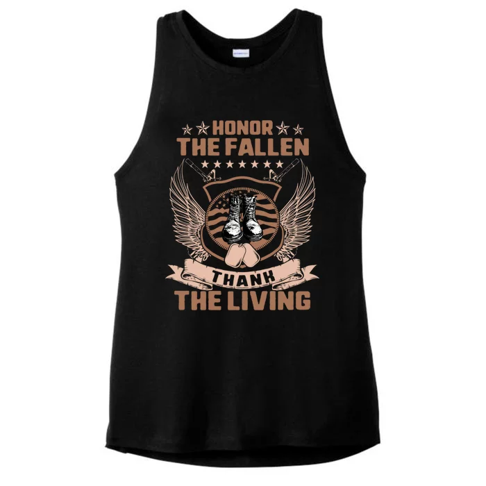 Honor The Fallen Thank Living Memorial Day Military May 25th Cool Gift Ladies Tri-Blend Wicking Tank