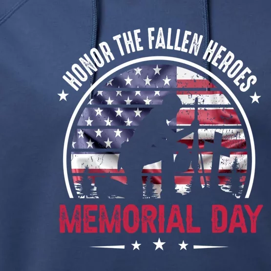 Honor The Fallen Heroes Memorial Day Gift Performance Fleece Hoodie