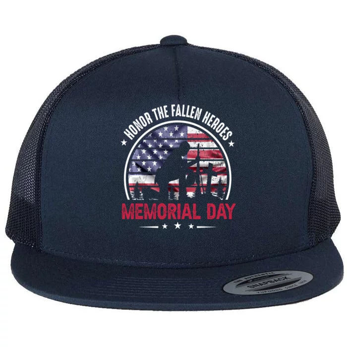 Honor The Fallen Heroes Memorial Day Gift Flat Bill Trucker Hat