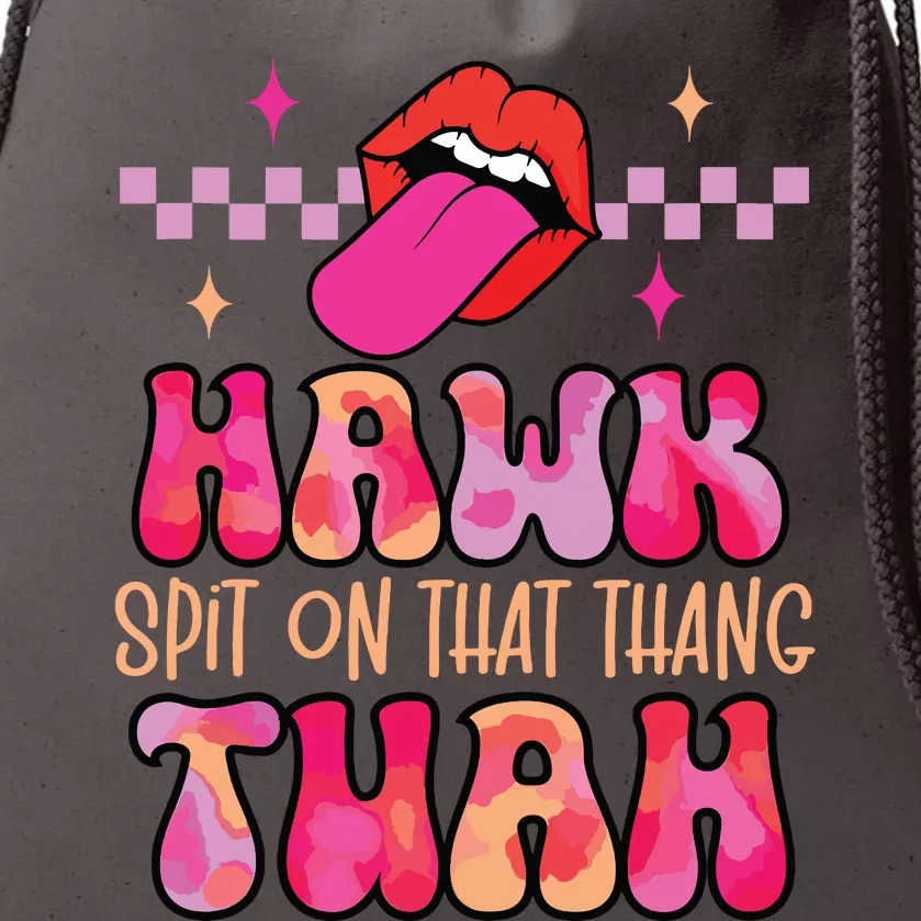 Hawk Tuah Funny Viral Humor Meme Video Drawstring Bag