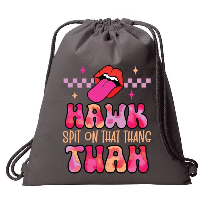 Hawk Tuah Funny Viral Humor Meme Video Drawstring Bag