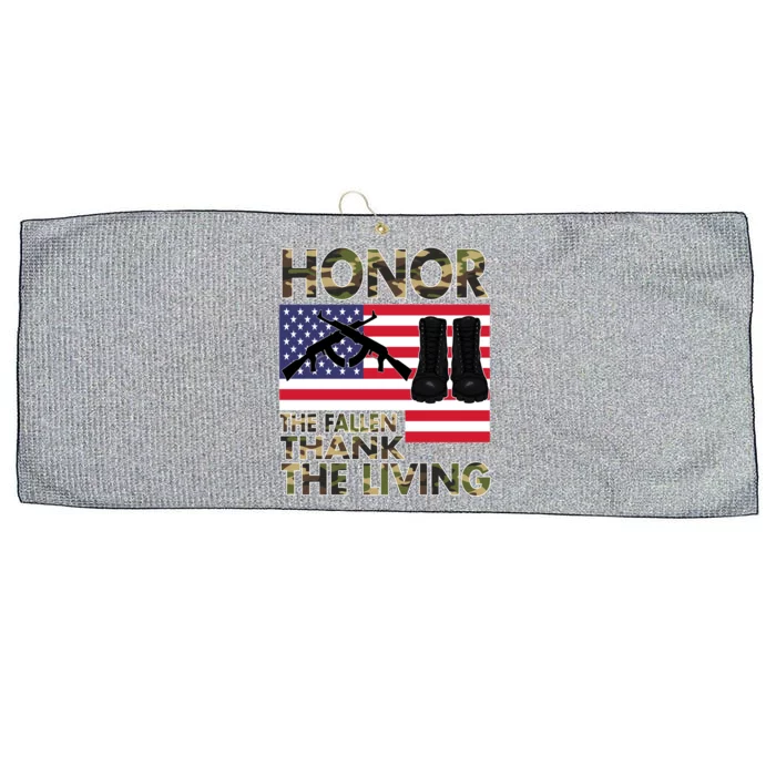 Honor The Fallen Thank The Living Memorial Day Decorations Gift Large Microfiber Waffle Golf Towel