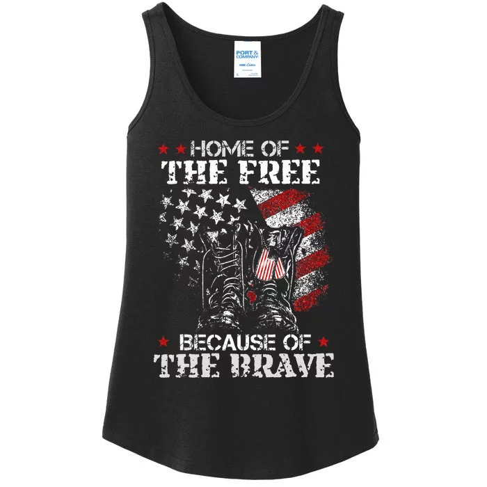 Honor The Fallen Veteran Themed Military Support Memorial Ladies Essential Tank