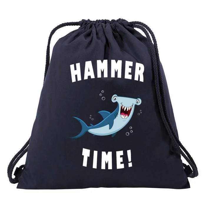 Hammer Time Funny Hammerhead Shark Drawstring Bag