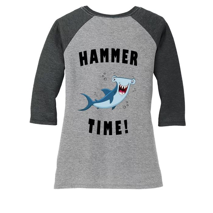 Hammer Time Funny Hammerhead Shark Women's Tri-Blend 3/4-Sleeve Raglan Shirt