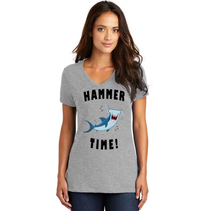 Hammer Time Funny Hammerhead Shark Women's V-Neck T-Shirt