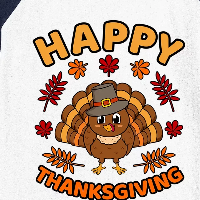 Happy Thanksgiving Funny Turkey Family Graphic Cool Gift Baseball Sleeve Shirt