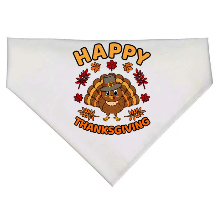 Happy Thanksgiving Funny Turkey Family Graphic Cool Gift USA-Made Doggie Bandana