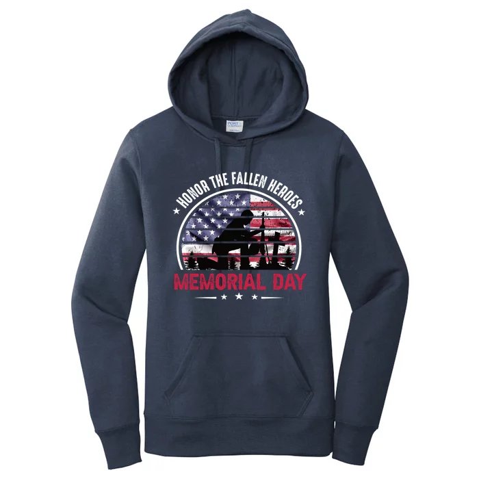 Honor The Fallen Heroes Memorial Day With American Flag Gift Women's Pullover Hoodie