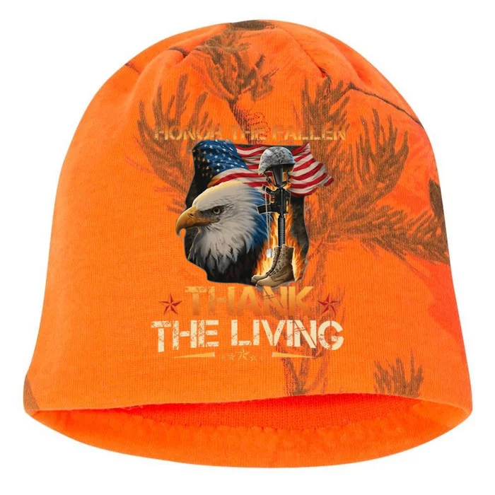 Honor The Fallen Thank The Living Memorial Day Kati - Camo Knit Beanie